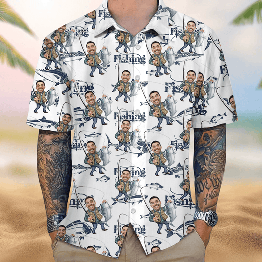 Upload Photo Fishing Go Go Personalized 3D Hawaiian Shirt