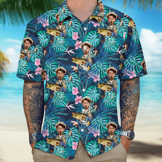Tropical Upload Photo Personalized Fishing Lover 3D Hawaiian Shirt - Hawaiian Shirt For Men, Women - Personalized Custom Hawaiian Shirt